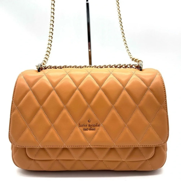 Kate Spade Carey Medium Quilted Leather Flap Shoulder Bag Tiramisu (NWT) - Picture 1 of 10